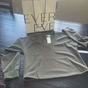 Evereve Sage Green V-Neck Top